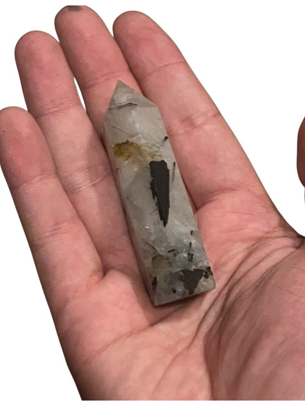 Tourmalinated Quartz Tower Black Tourmaline Polished Crystal Point